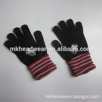 adult acrylic knitted screen print gloves